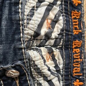 Rock Revival Blue Straight Jeans with Unique Indigo Design